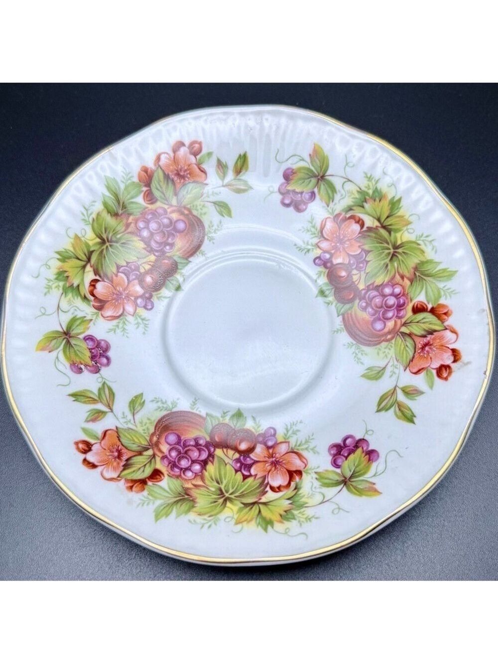 Royal Minster Teacup & Saucer – Harvest Fruits & Flowers – Vintage, England - Picture 8 of 9